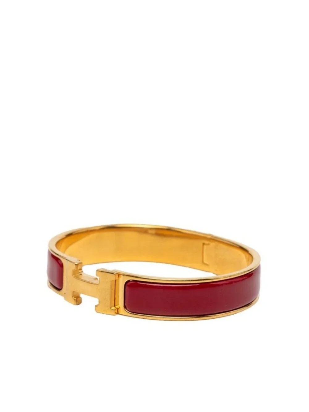 Hermes Click PM Enamel Bracelet Red Gold Plated